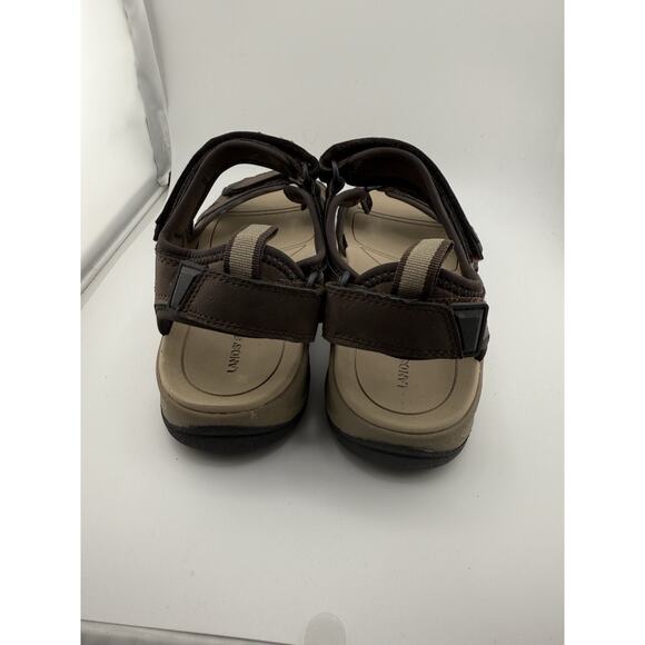 Lands\' End Men\'s Water Sport Sandal Rich Coffee Brown Adjustable Hook Loop 8 D main image 5